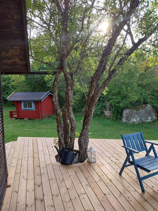 Detaljbild på altanbygge
